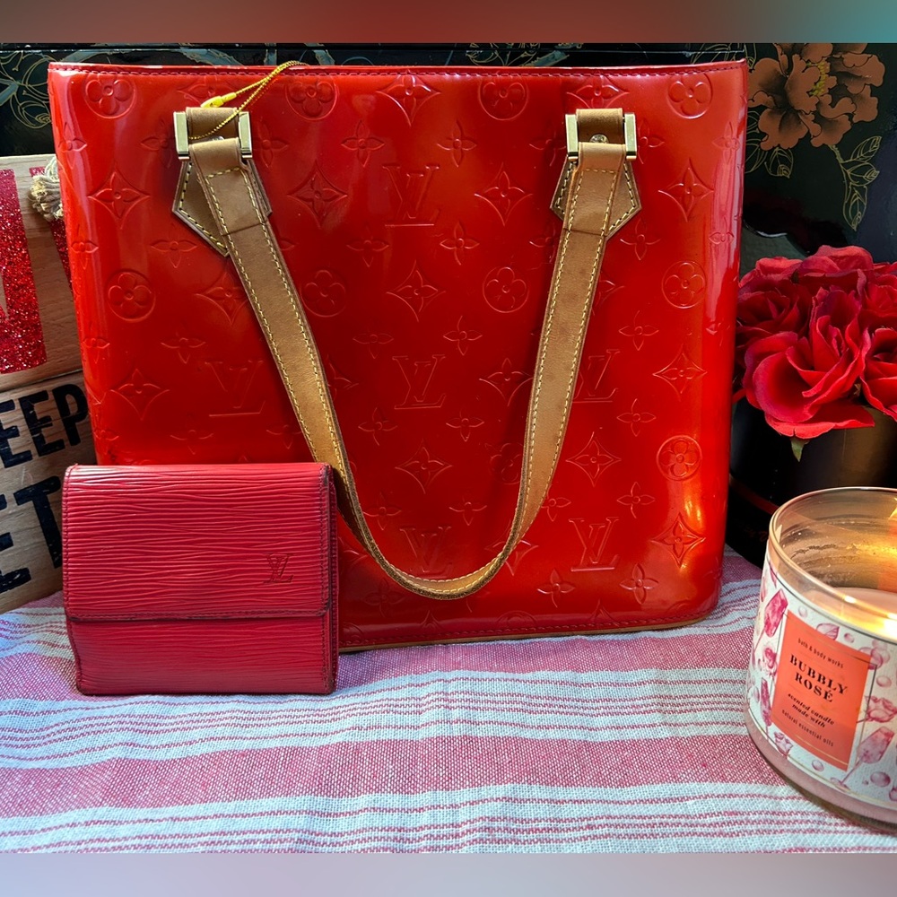 RED LV Vernis purse houston & LV Elise epi wallet Firm on price